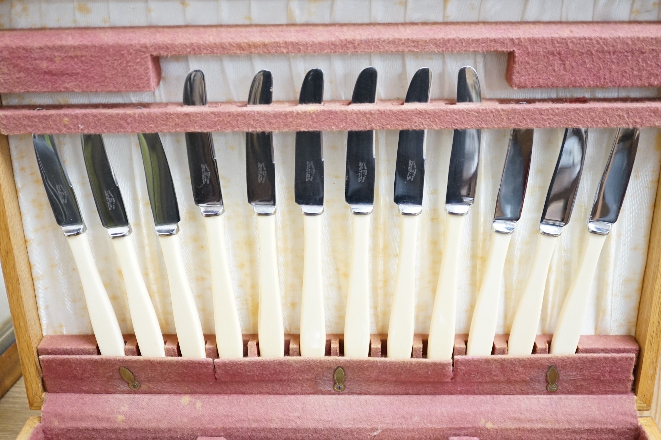 A complete stainless steel canteen set by Cooper Bros. Ltd